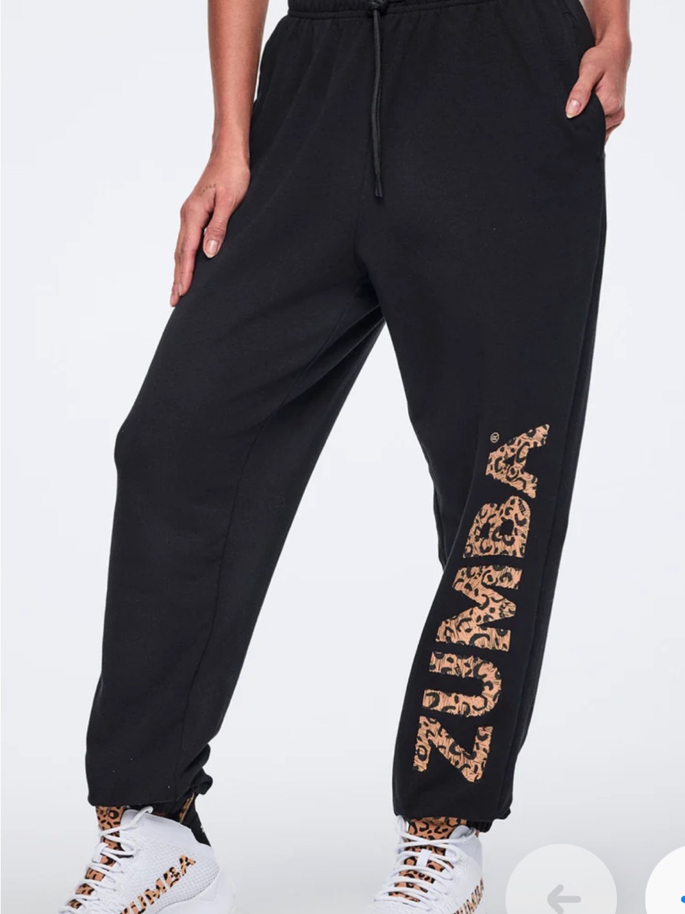 Zumba Fitness Black Sweatpants with Leopard Logo